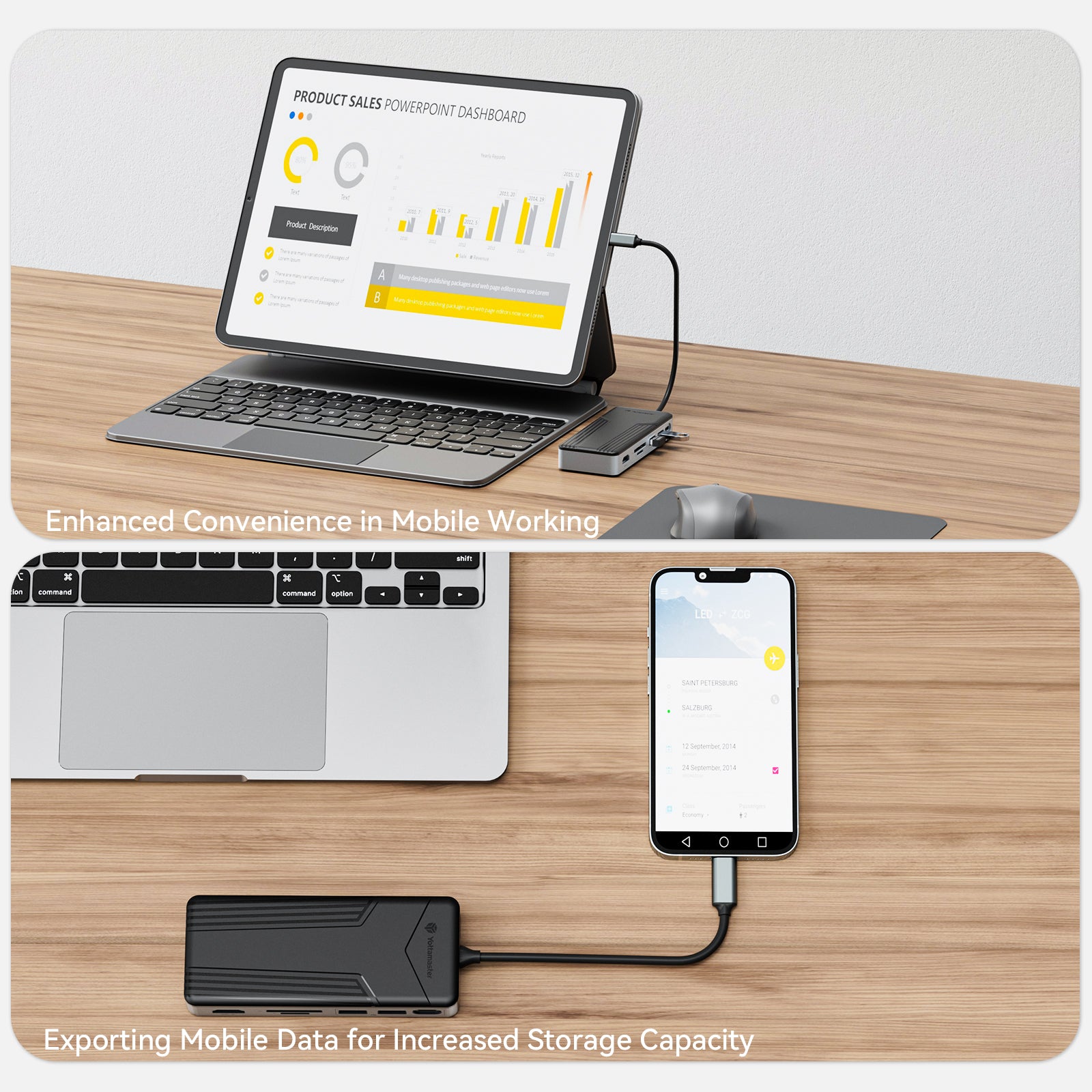 Yottamaster USB C Hub Case SSD M2, USB 3.2 Gen 2 8 in 1 Docking Station 10 Gbps 4K@60 Hz HDMI, PD 100 W, SD/TF2.0 Card Reader, Support 2230/2242/2260/2280 SSD for Windows, Mac
