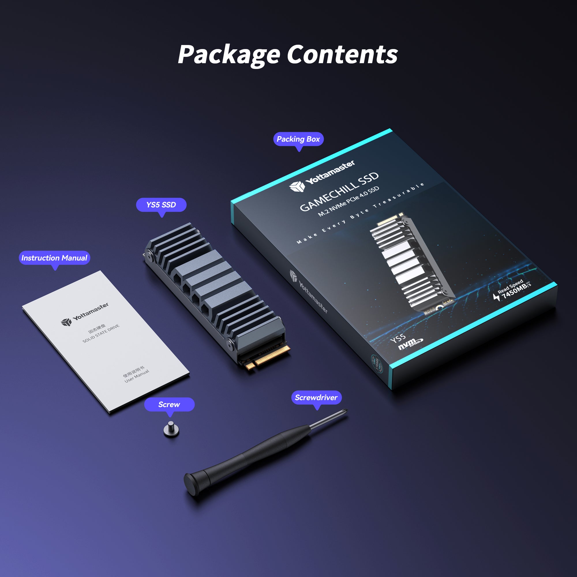 Yottamaster YS5 SSD for PS5 Storage Expansion with Heatsink, M.2 PCIe 4.0 Gaming SSD
