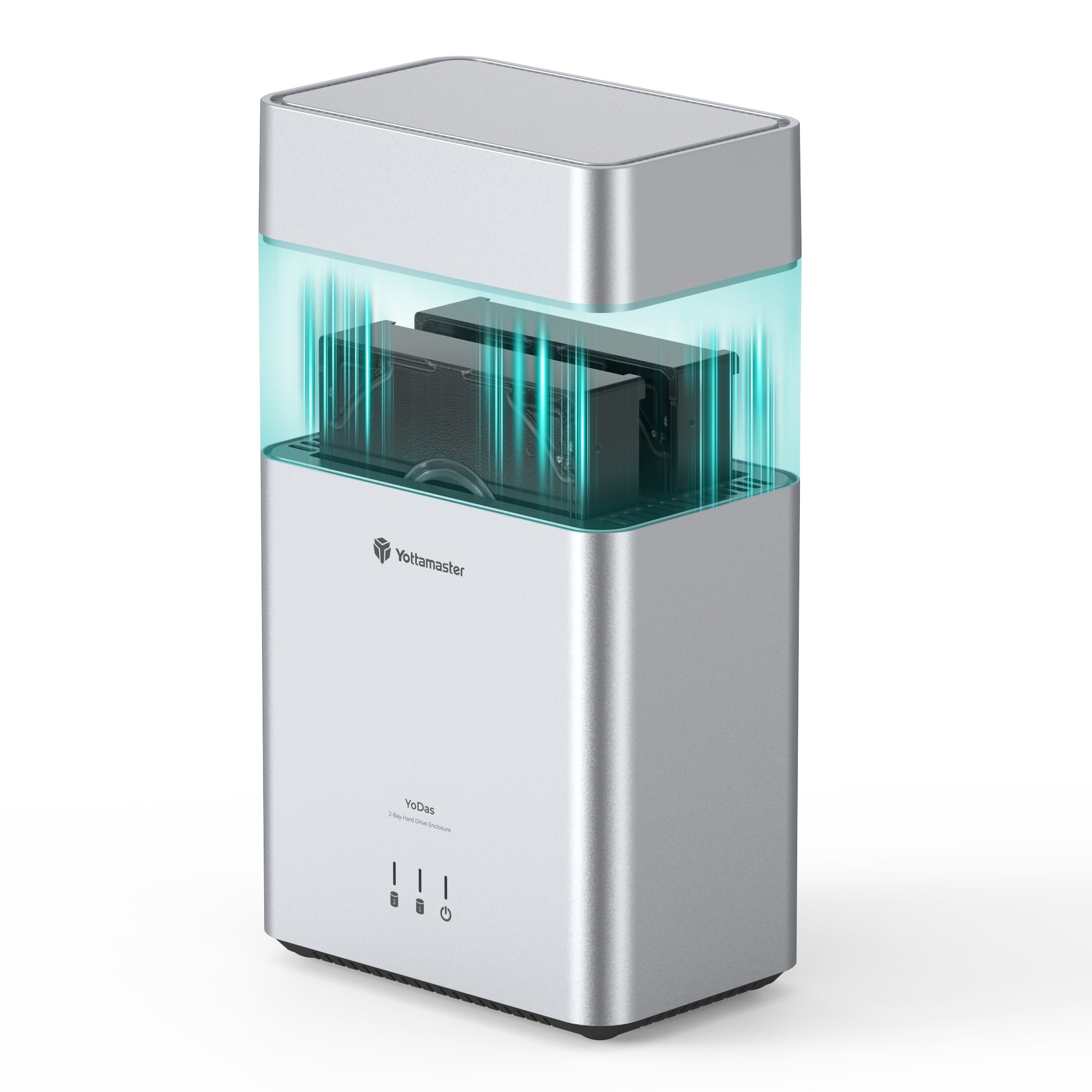 Yottamaster 2 Bay 3.5 Inch Hard Drive Enclosure Magnetic Tool-Free with Cooling Fan, 48TB(2x24TB)