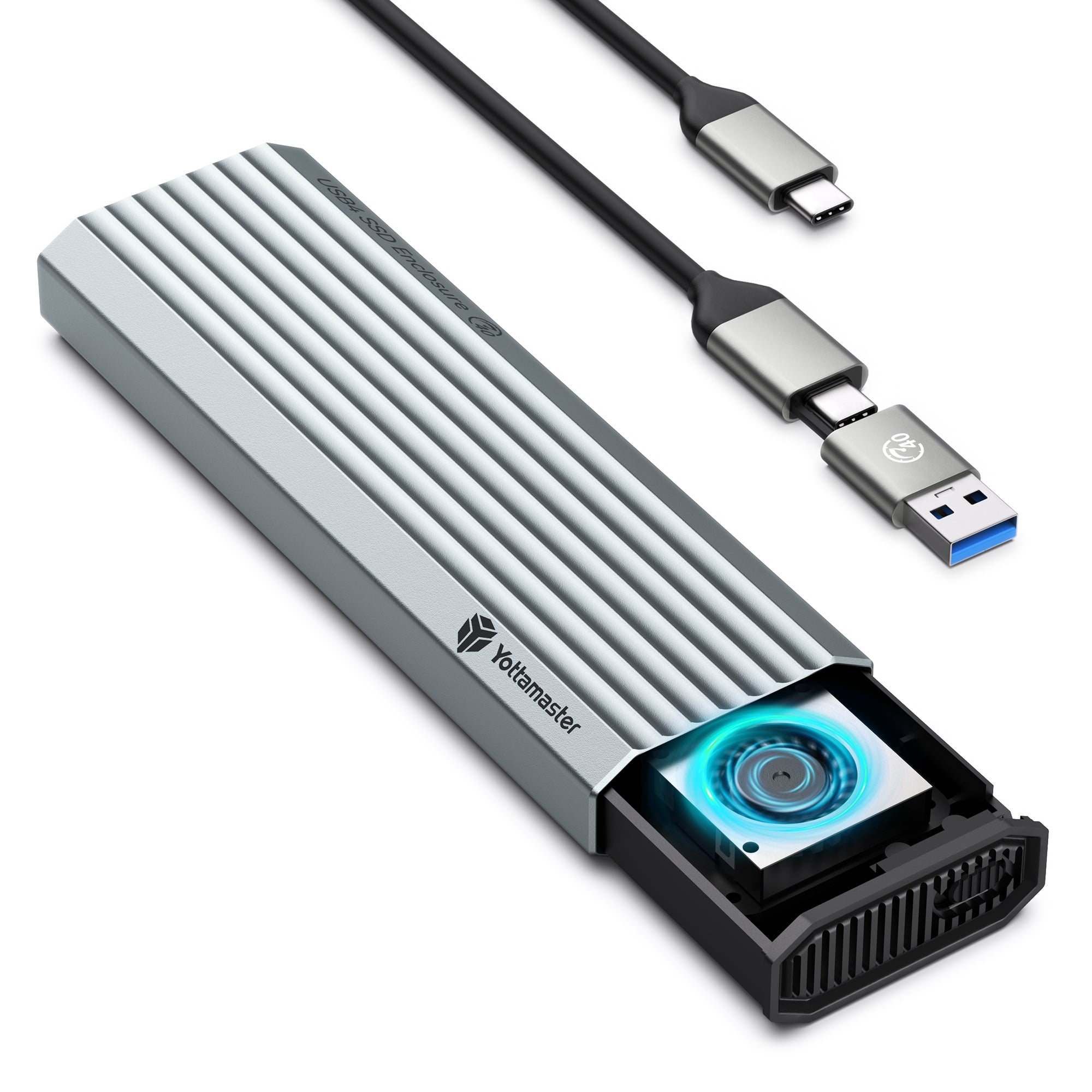 Yottamaster YRM2 Aluminum 40Gbps M.2 NVMe SSD Enclosure with Cooling Fan
