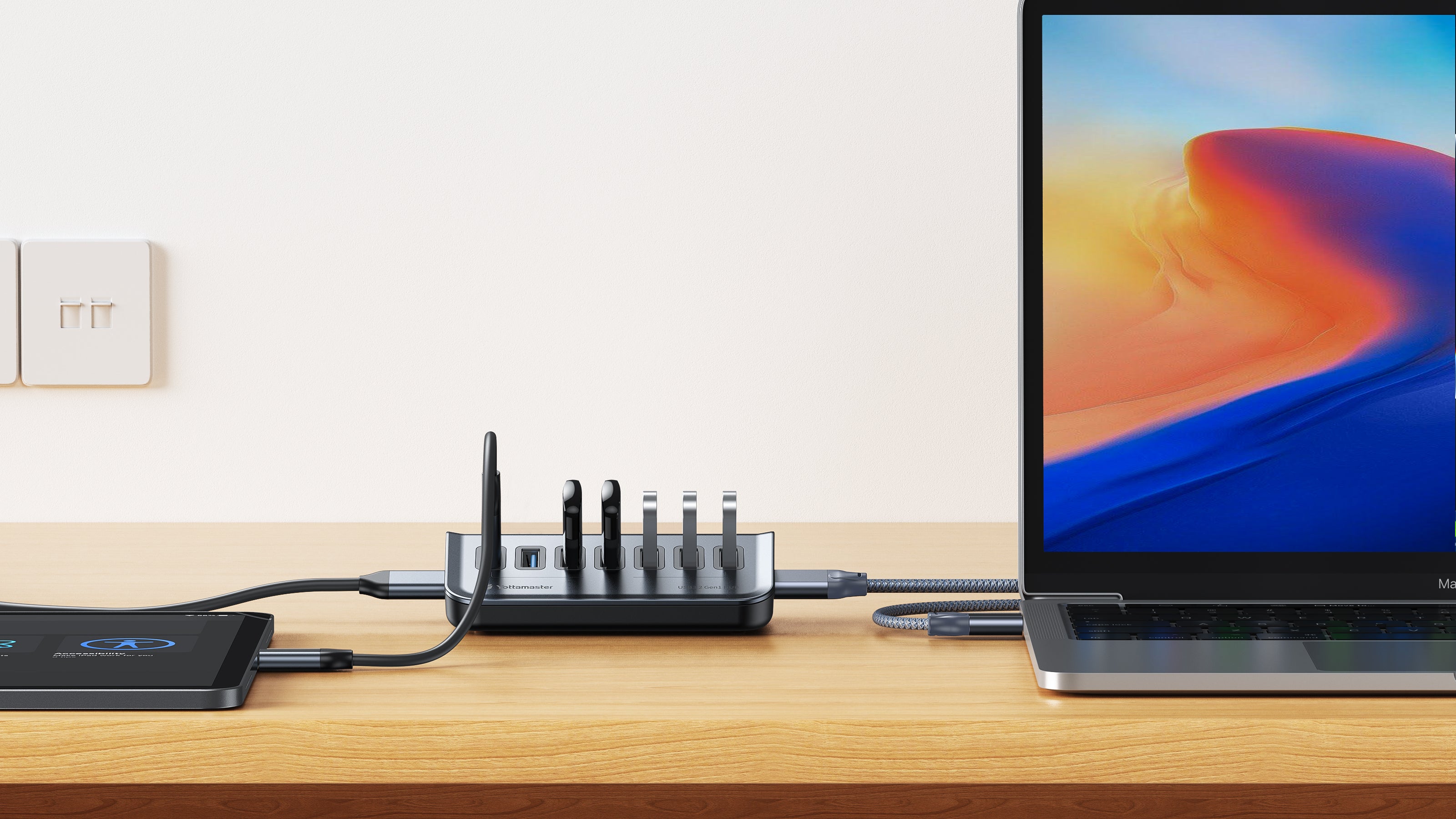 Yottamaster USB 3.0 Hub 7 Ports , Type A/C to USB Splitter with Long Cable Compatible with Laptop, Mac, PC