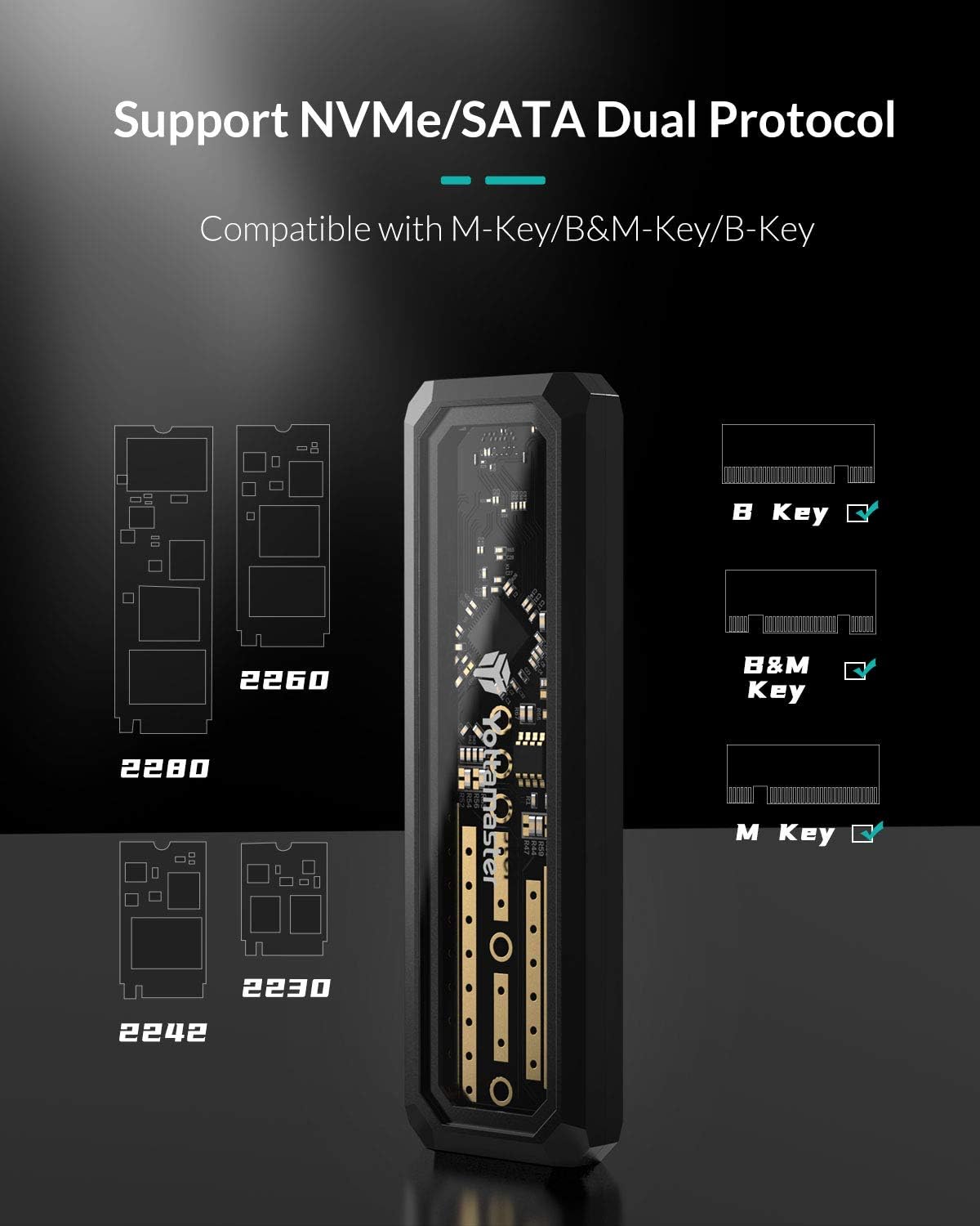 Yottamaster Translucent  Design 10Gps M.2 Nvme SSD Enclosure