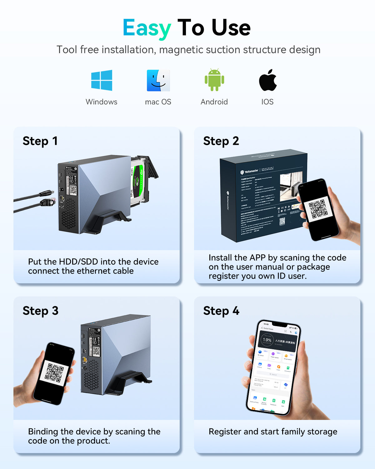 Yottamaster NAS Enclosure for 2.5" and 3.5" SATA HDD/SSD