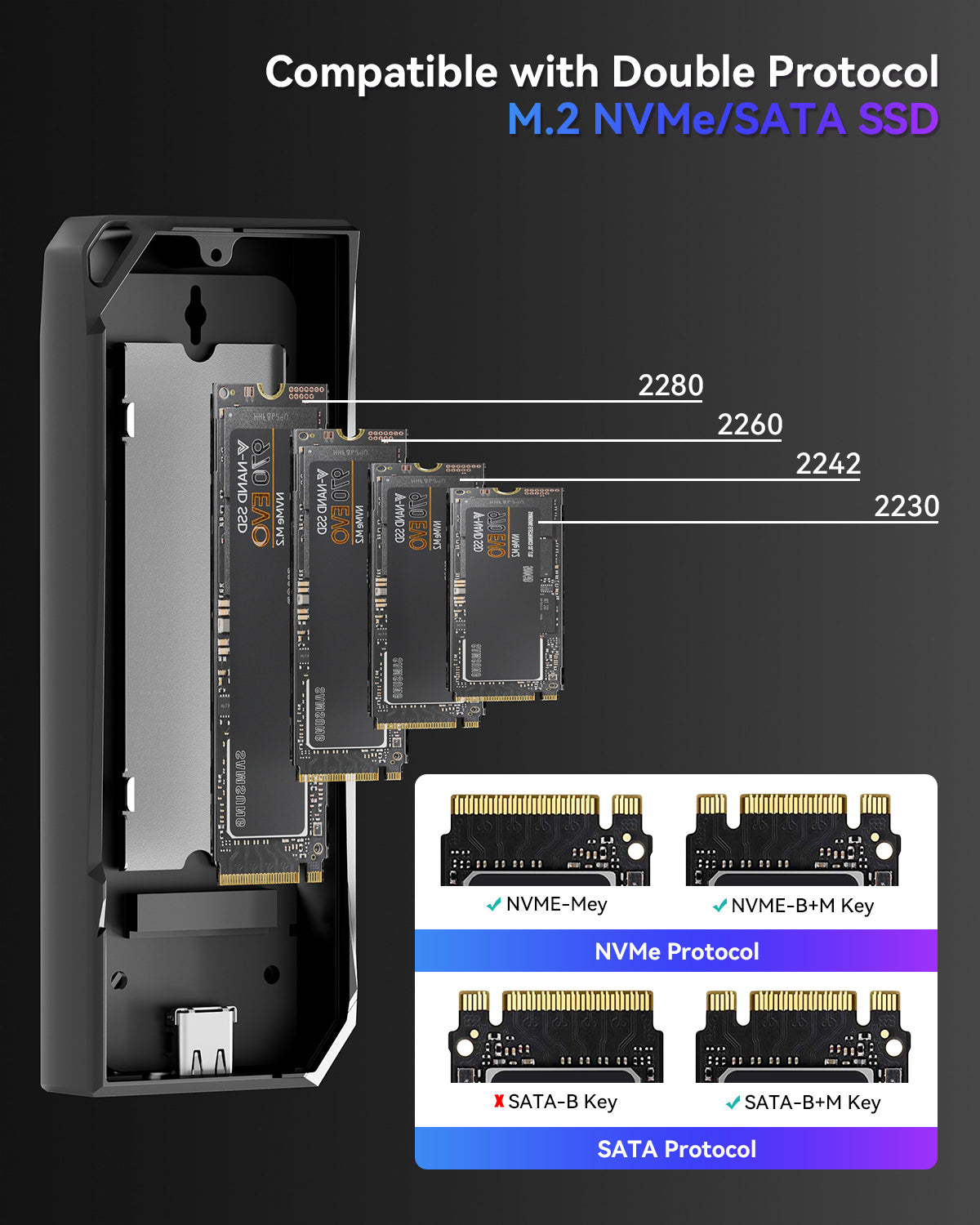 Yottamaster M.2 NVME SATA SSD RGB Gaming Enclosure