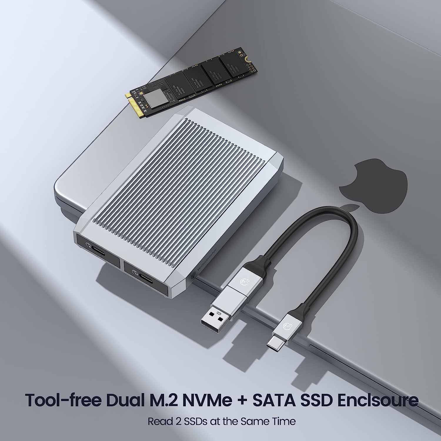 Yottamaster M.2 Nvme  Dual Bay USB C SSD Enclosure 10Gps Tool-Free