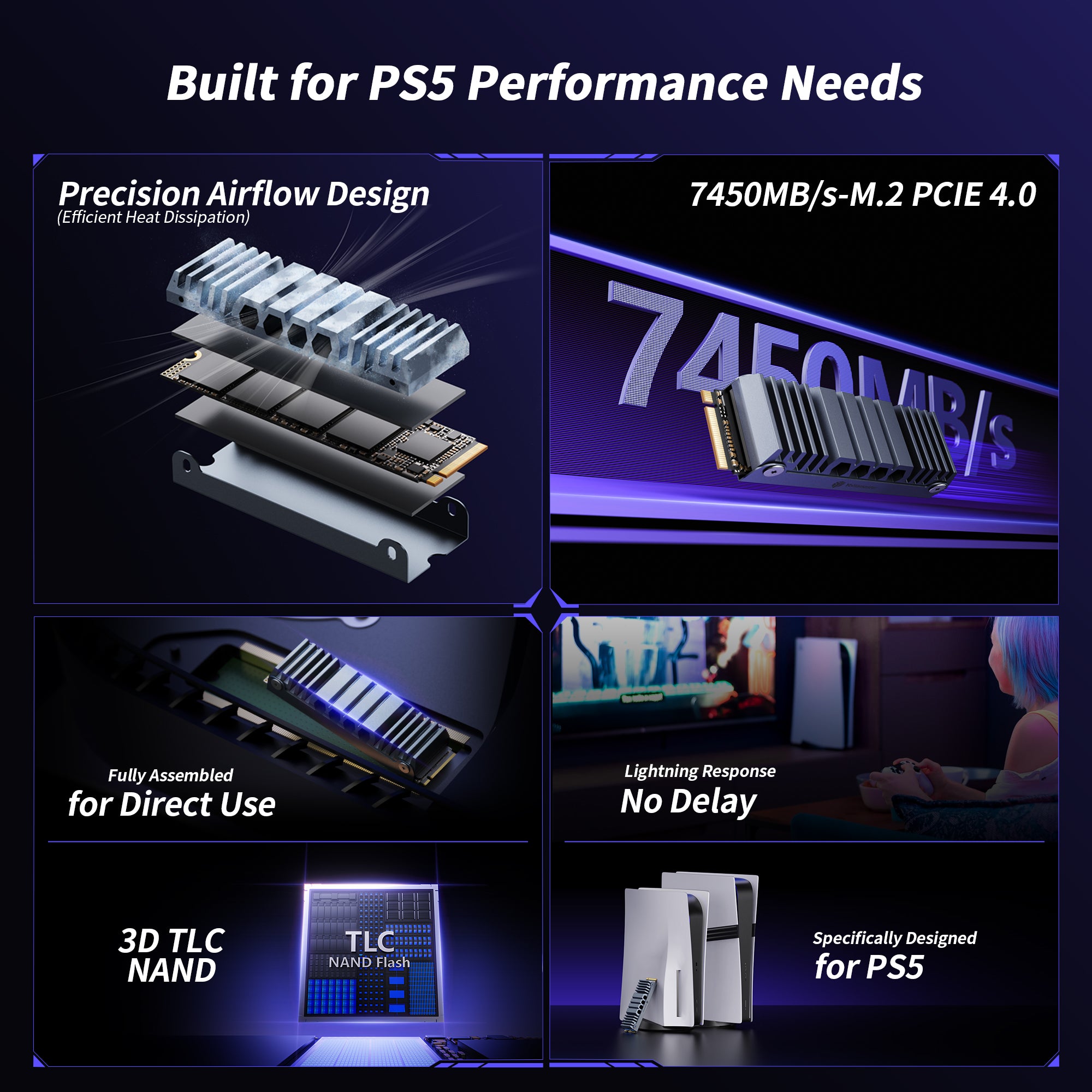 Yottamaster YS5 SSD for PS5 Storage Expansion with Heatsink, M.2 PCIe 4.0 Gaming SSD