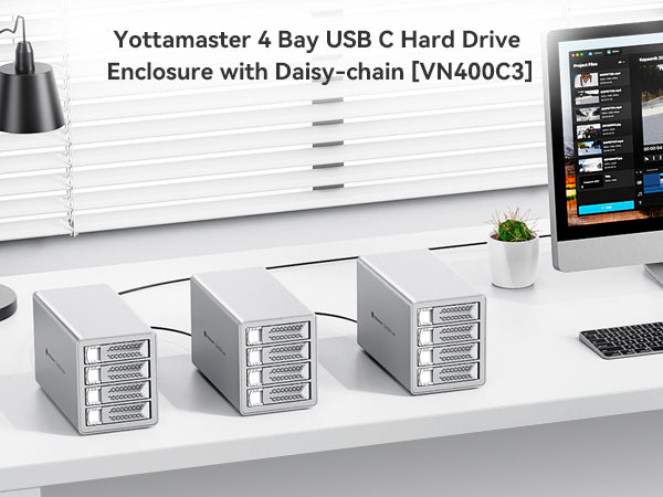 Yottamaster VN400 4-Bay External Hard Drive Enclosure (96TB DAS Storag