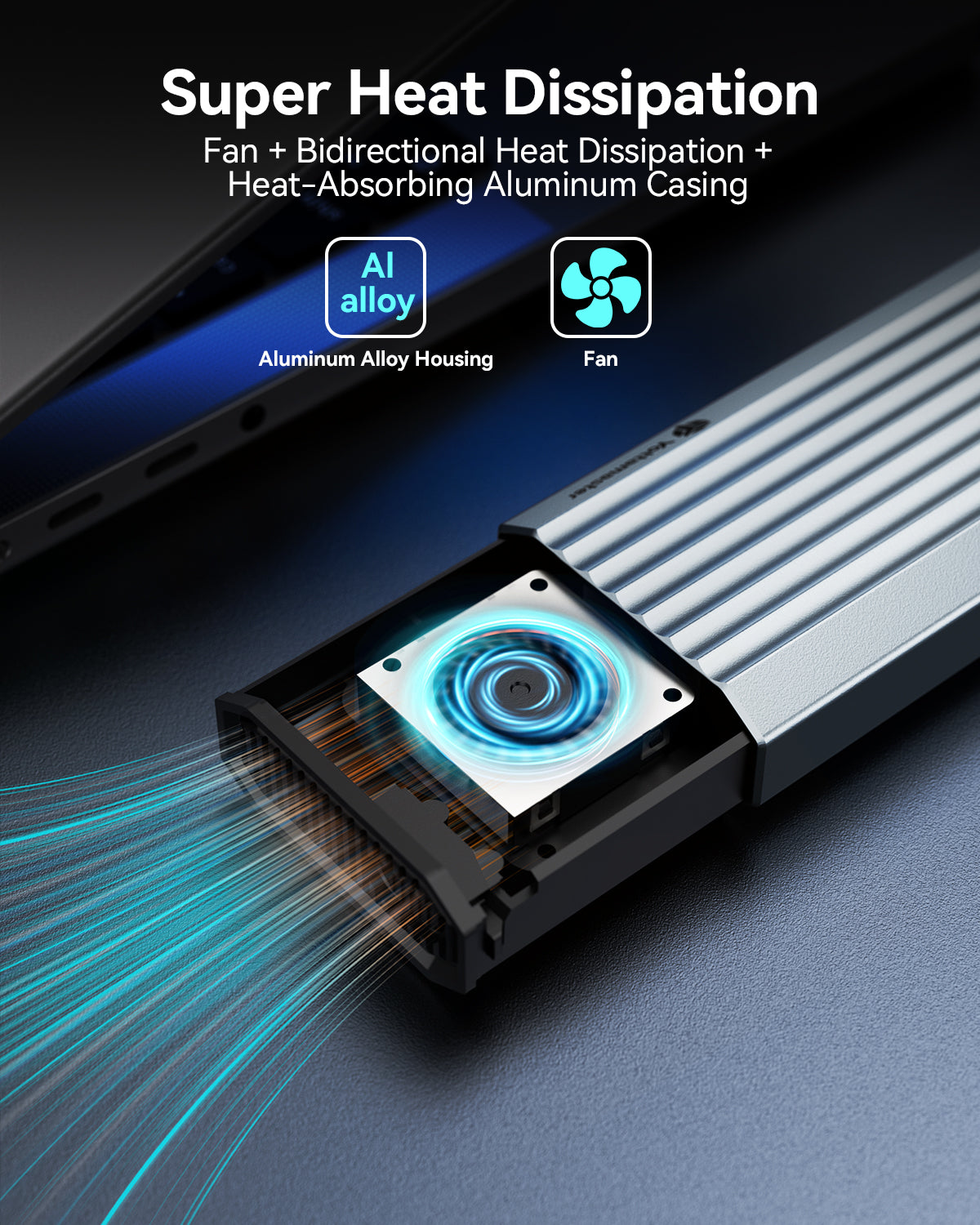 Yottamaster YRM2 Aluminum 40Gbps M.2 NVMe SSD Enclosure with Cooling Fan