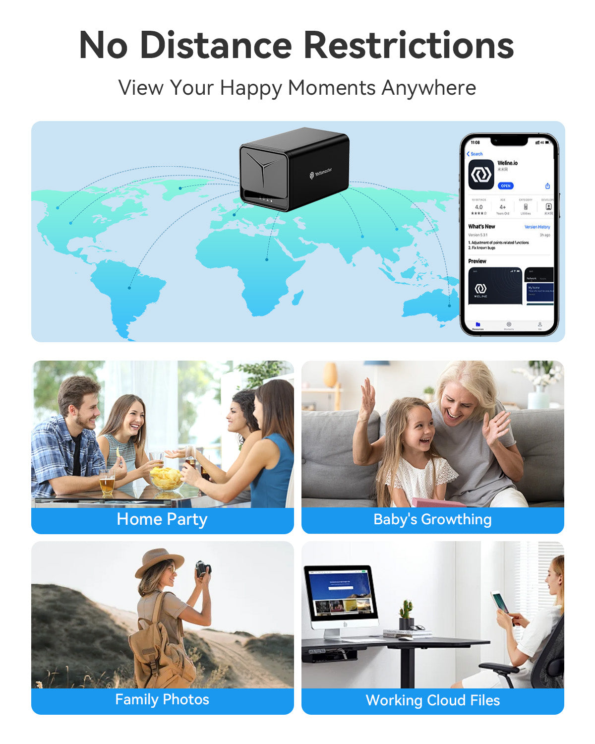 Yottamaster 2 Bay NAS Storage, Network Attached Storage NAS Personal Private Cloud Diskless