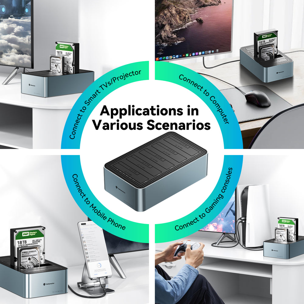 Station D'Accueil Disques Durs Yottamaster 5 Baies - Clonage Offline, USB 3.2 - Support 5x18TB