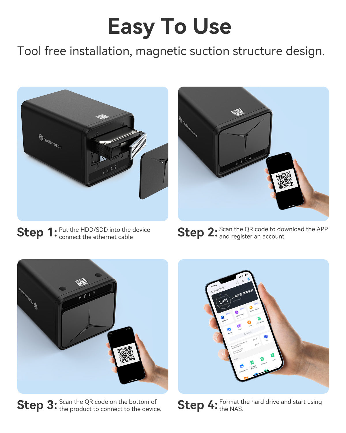 Yottamaster 2 Bay NAS Storage, Network Attached Storage NAS Personal Private Cloud Diskless