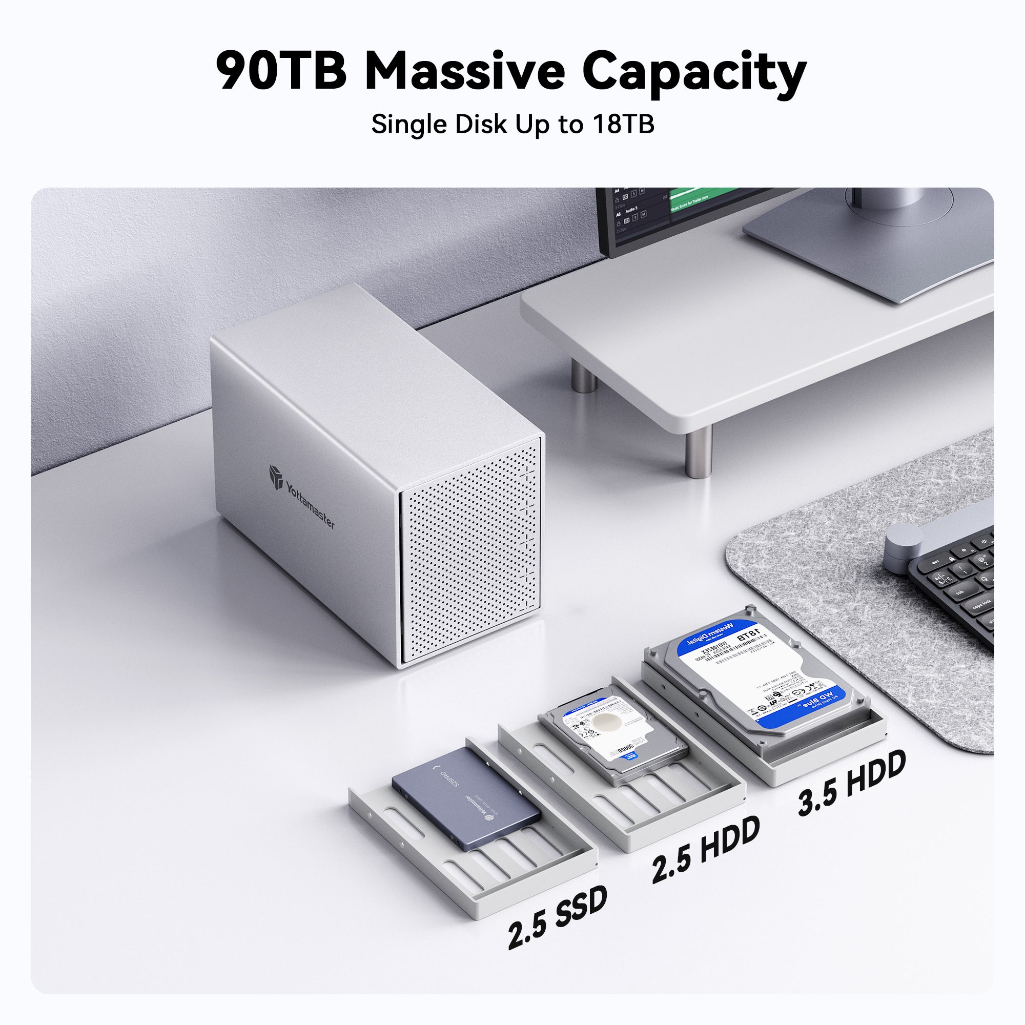 NAS Yottamaster 5Bay USB-C +8TB×5 HDD付 Yottamaster Y-Pioneer 5 Bay External Hard Drive Enclosure