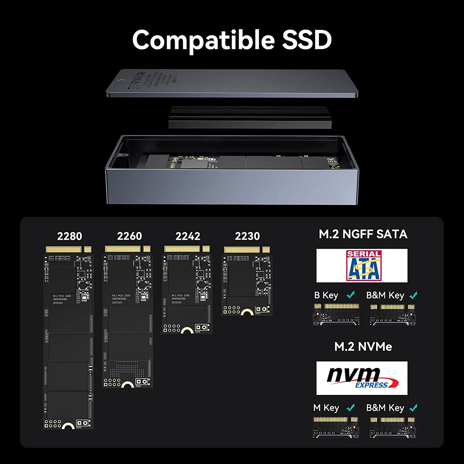 Yottamaster M.2 NVMe SATA Enclosure 10Gbps USB C External