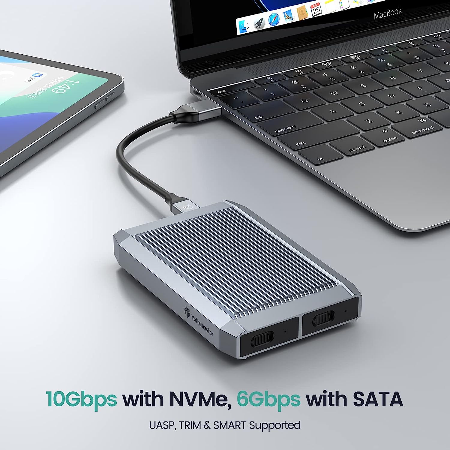 Yottamaster M.2 Nvme  Dual Bay USB C SSD Enclosure 10Gps Tool-Free