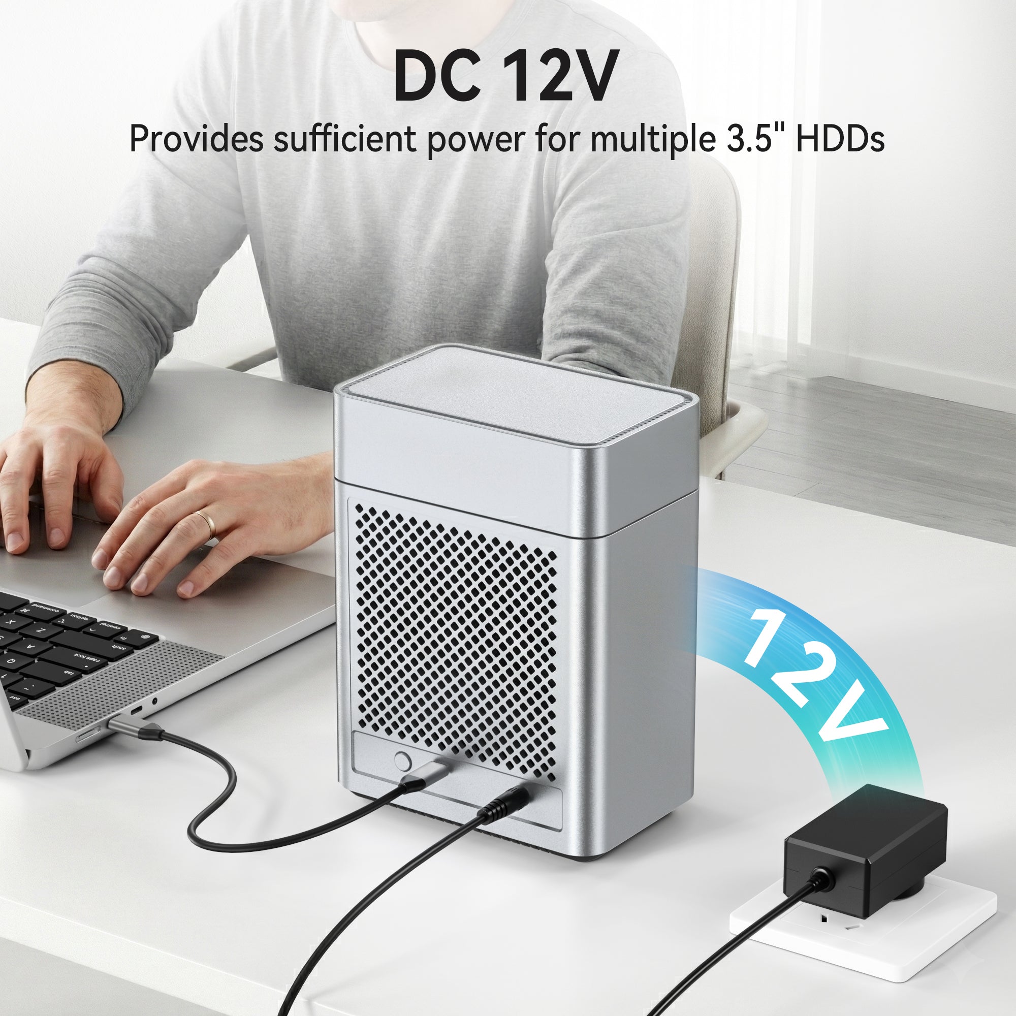 Yottamaster 2 Bay 3.5 Inch Hard Drive Enclosure Magnetic Tool-Free with Cooling Fan, 48TB(2x24TB)