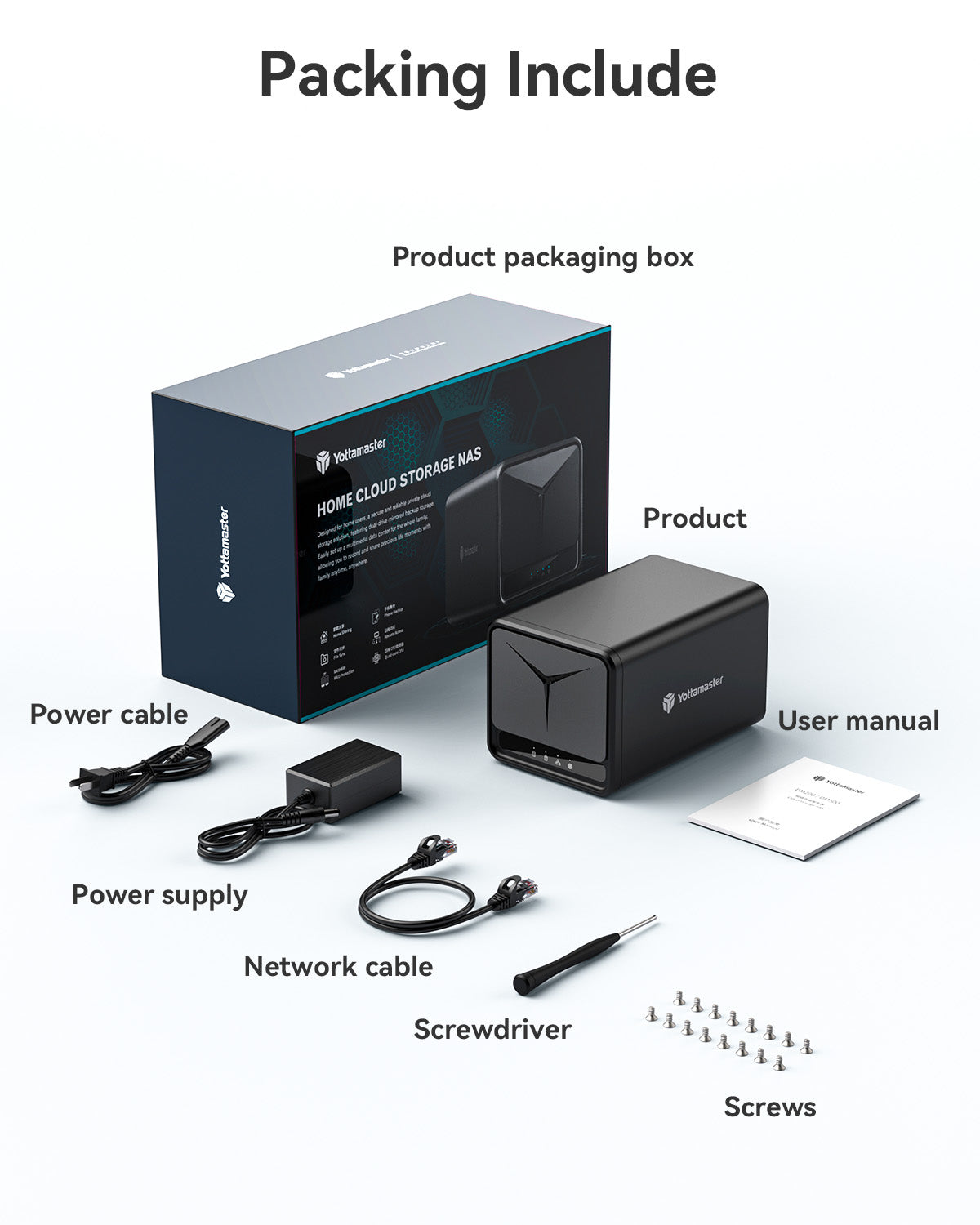 Yottamaster 2 Bay NAS Storage, Network Attached Storage NAS Personal Private Cloud Diskless