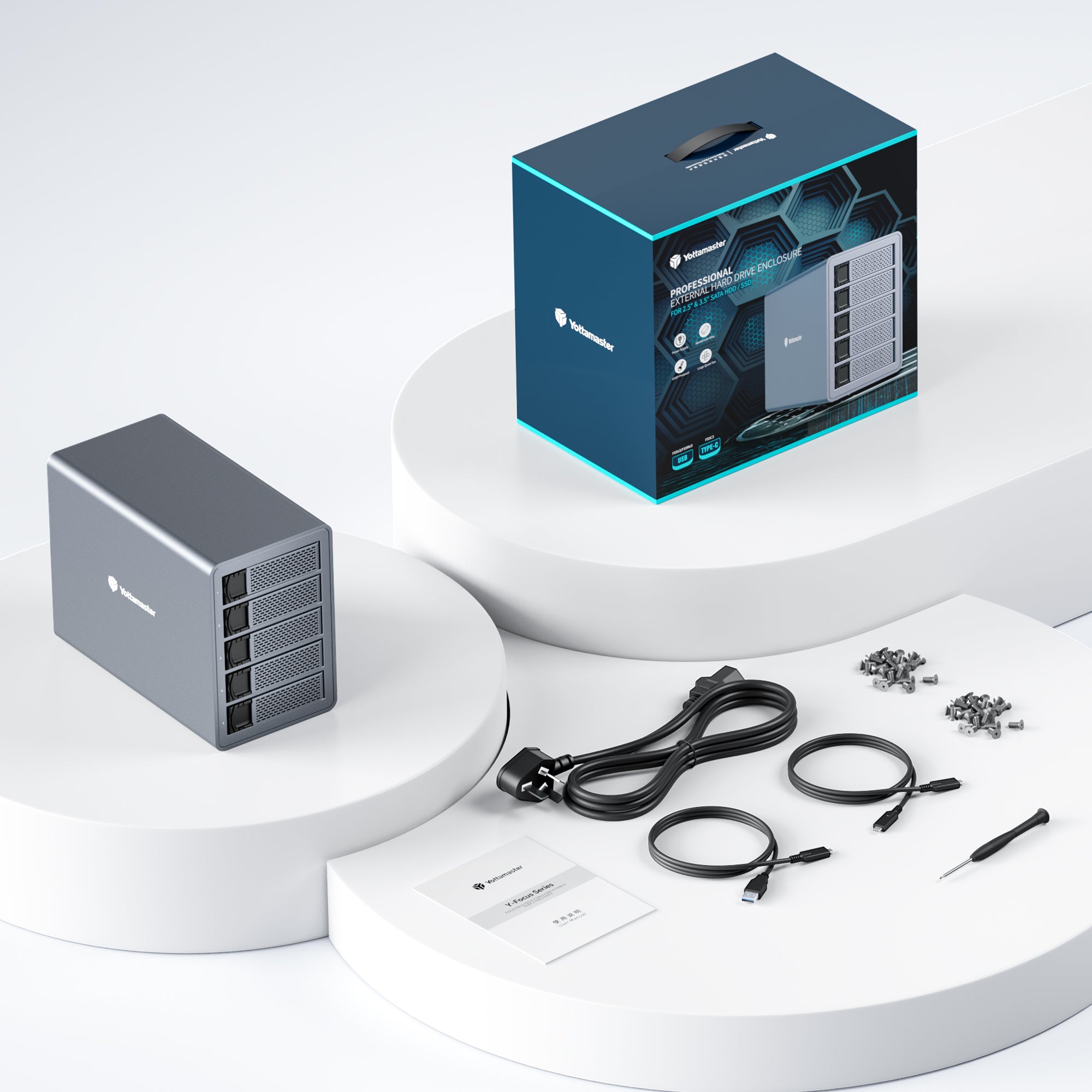 Yottamaster Y-Focus 5 Bay USB C Daisy Chain 270TB Monster Capacity
