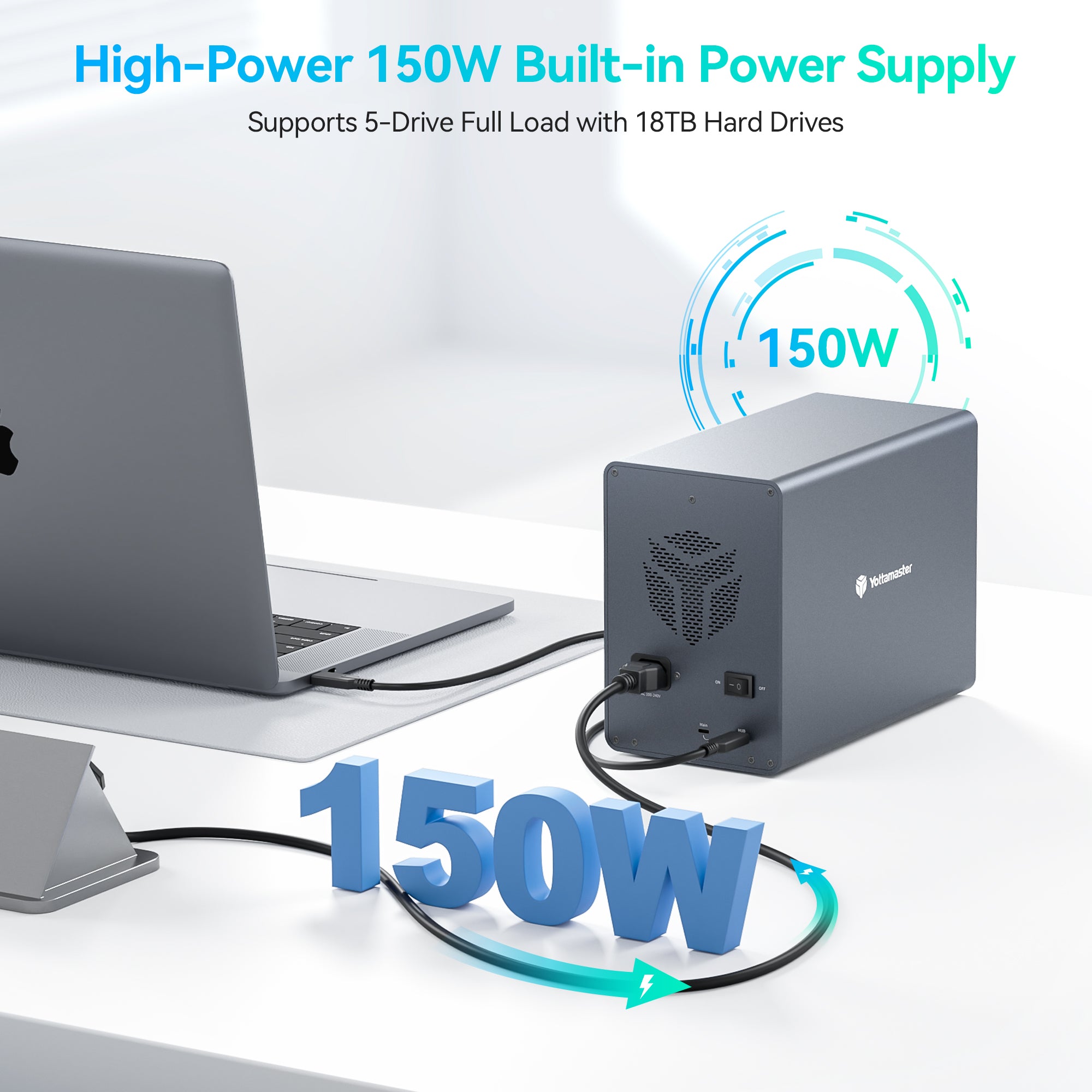 Yottamaster Y-Focus 5 Bay USB C Daisy Chain 270TB Monster Capacity