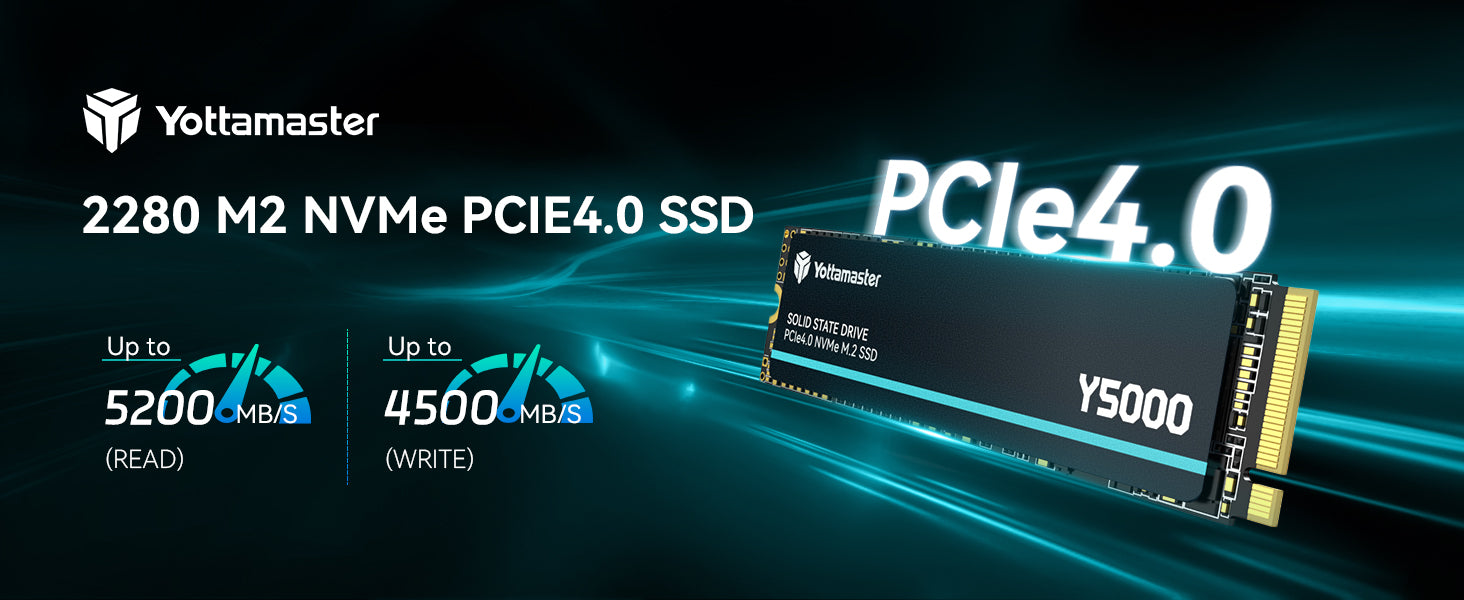 Yottamaster Y5000 2TB PCIe Gen4 NVMe M.2 SSD (Up to 5000MB/s)