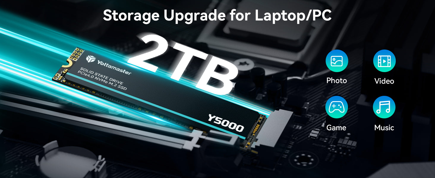 Yottamaster Y5000 2TB PCIe Gen4 NVMe M.2 SSD (Up to 5000MB/s)