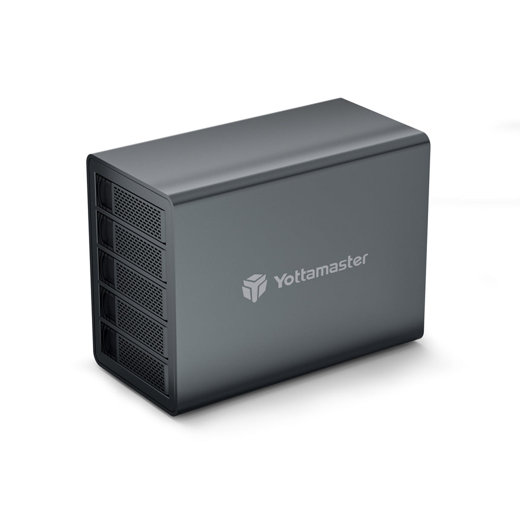 Yottamaster Caja de disco duro externo RAID de 5 bahías, carcasa RAID USB  de aluminio para SSD SATA HDD de 2,5/3,5 pulgadas, soporte de 5 x 16 TB
